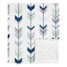 Sweet Jojo Designs Woodland Arrow Woodsy Gray Collection Boy Baby Receiving Security Swaddle Blanket - Navy Blue, Mint and Grey