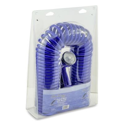 Blue Coiled Hose with Adjustable Nozzle