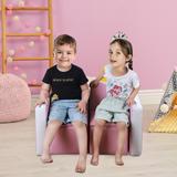 Qaba Kids Sofa 2-in-1 Multi-Functional Table Chair Set 2 Seat Couch Storage Box Soft Sturdy