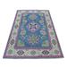 Shahbanu Rugs Colorful Blue Fusion Kazak Pure Wool Hand Knotted Oriental Rug (4'0" x 6'4") - 4'0" x 6'4"