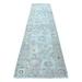 Shahbanu Rugs Hand Knotted Gray Oushak With Floral Motifs Soft and Vibrant Wool Oriental Runner Rug (2'10" x 11'8")