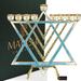 Matashi Hand Painted Blue Enamel Menorah Candelabra with a Star of David Design