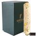 Hand Painted White Enamel Mezuzah Embellished with a Floral Design with Gold Accents and High Quality Crystals by Matashi