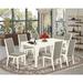 East West Furniture 7 Piece Dining Table Set- a Rectangle Dining Room Table and 6 Linen Fabric Chairs,(Finish Options)