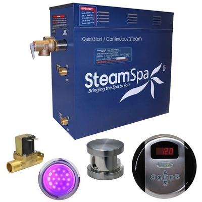 SteamSpa Indulgence 7.5 KW QuickStart Steam Bath Generator Package with Built-in Auto Drain in Brushed Nickel
