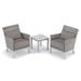 Oxford Garden Argento 3-piece Resin Wicker Club Chair, Pillows & Travira Lite-Core Ash End Table Set - Stone Cushions