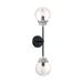 Axis - 2 Light Sconce with Clear Glass - Matte Black and Brushed Nickel Accents Finish