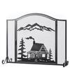 Unique Forest woodhouse Black Single Panel Iron Fireplace Screen 37.8*12.2*30.71 inches - 37.8*12.2*30.71 inches