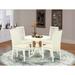 East West Furniture 5 Piece Dining Room Table Set- a Round Dining Table and 4 Kitchen Chairs, (Finish & Seat Options)