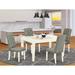 East West Furniture 5 Piece Dining Set- a Dining Table with Butterfly Leaf and 4 Gray Linen Fabric Chairs, Linen White