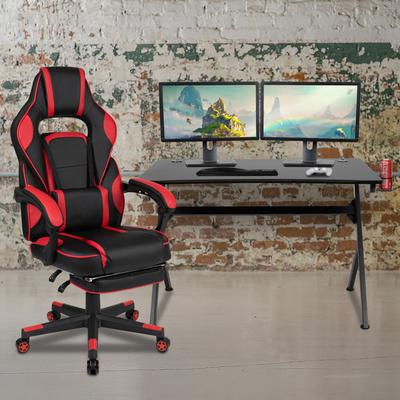 Gaming Desk Set - Cup/Headset Holder/Reclining & Footrest