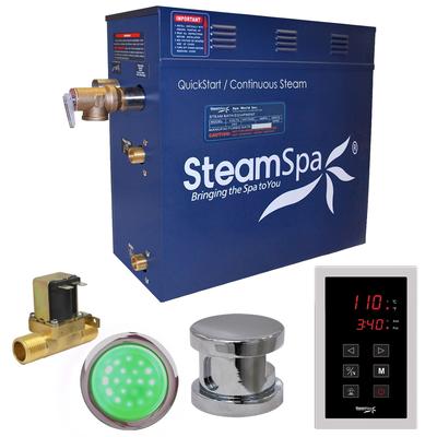 SteamSpa Indulgence 9 KW QuickStart Steam Bath Generator Package with Built-in Auto Drain in Polished Chrome