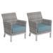 Oxford Garden Argento Resin Wicker Club Chair with Powder Coated Aluminum Legs - Ice Blue Polyester Cushion (Set of 2)