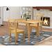 East West Furniture Dining Room Table Set Contains a Rectangle Dining Table and Wood Seat Chairs, Oak (Pieces Option)