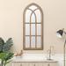 Brown and Black Natural Wood Arched Window Wall Mirror - 48.6" H x 20.6" W
