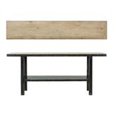 Artissance Reclaimed Pine Wood Song Console Table w/Shelf, 71 Inch Long, Antique Black Finish