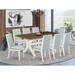 East West Furniture Table & Chairs Set- a Table and Baby Blue Linen Fabric Upholstered Chairs, Linen White(Pieces Options)