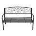 51" Outdoor Bench Patio Porch Chair Deck Iron Frame Black