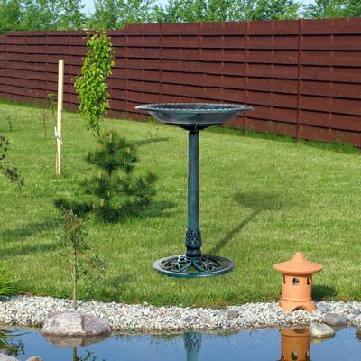 Outsunny 28" Tall Resin Free Standing Garden Pedestal Bird Bath Bowl - Green