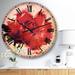 Designart 'Beautiful Bright Red Rose' Floral Wall CLock