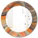 Designart 'Abstract Gilded Orange Waves' Printed Modern WallMirror - Frameless Oval or Round Wall Mirror - Gold