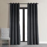 Exclusive Fabrics Natural Grey Grommet Velvet Blackout Curtain (1 Panel)