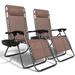 2-Piece Zero Gravity Lounge Chair Portable Folding Chairs with Cup Holder