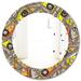 Designart 'Pattern Of Vintage Audio Cassettes' Printed Modern Mirror - Oval or Round Wall Mirror - Grey/Silver