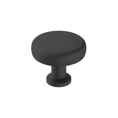 Factor 1-1/4 in (32 mm) Diameter Matte Black Cabinet Knob - 1.25