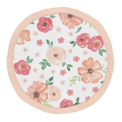 Sweet Jojo Designs Peach and Green Shabby Chic Watercolor Floral Collection Baby Tummy Time Playmat