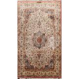 Antique Silk Vegetable Dye Floral Isfahan Persian Area Rug Handmade - 3'8" x 6'2"