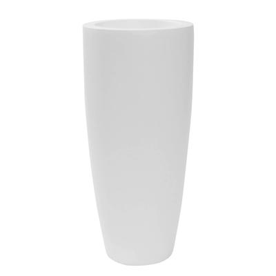 Pottery Pots Dax Large Fiberstone Indoor Outdoor Modern Round Tall Planter, 31.5 Inch Tall, Matte White