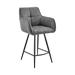 Verona Counter or Bar Height Stool in Charcoal Fabric and Black Finish