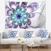 Designart 'Fractal Flower Light Blue' Floral Wall Tapestry