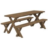 Pressure Treated Pine 6' Cross-Leg Picnic Table with 2 Benches
