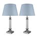 Aspen Creative Two Pack Set - 23 1/2" High Table Lamp, Pewter Finish with Empire Shaped Lamp Shade in Light Blue, 13" Wide