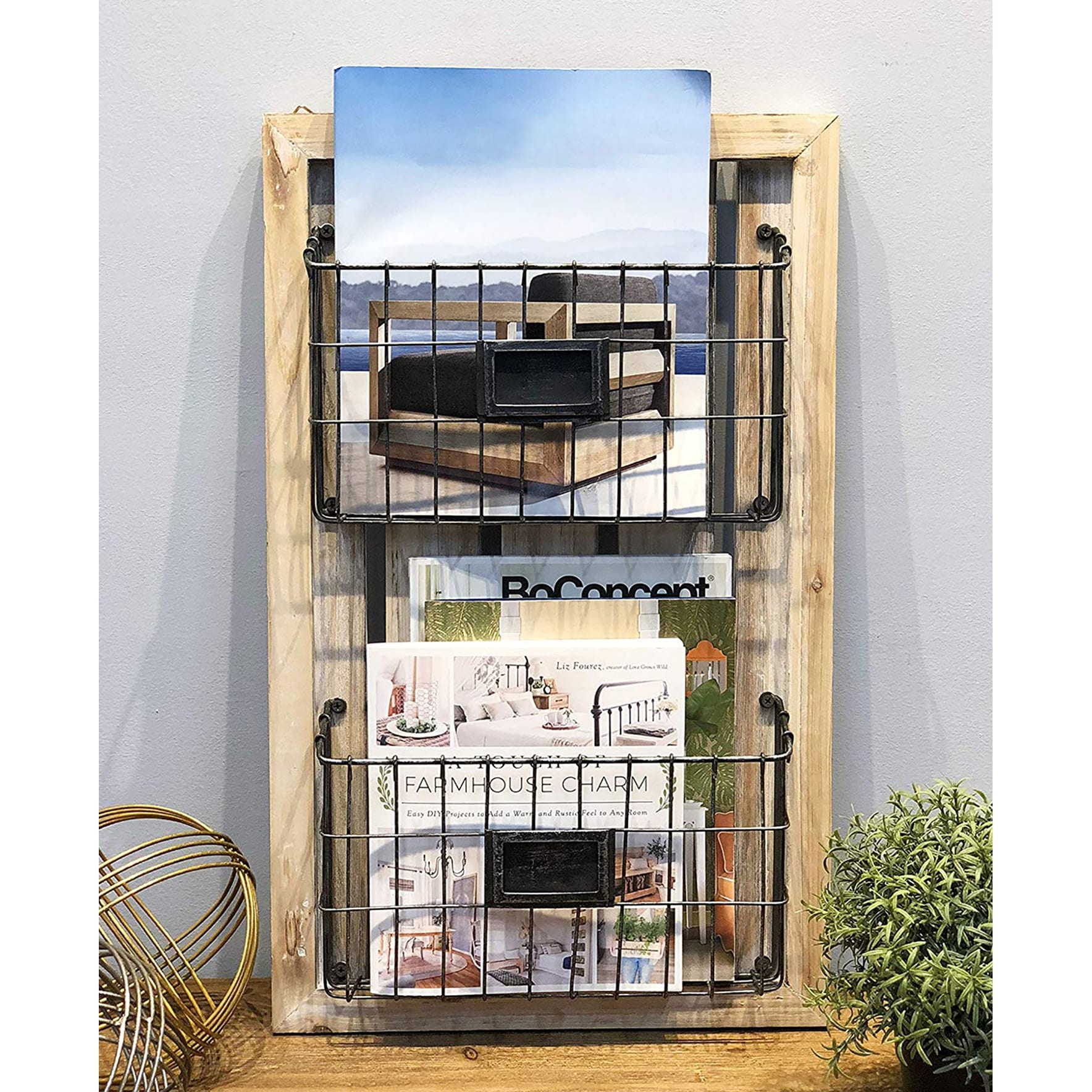 DesignStyles Two Tier Wall Mounted Magazine Holder