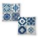 Indigo Mosaic Tile I and Indigo Mosaic Tile II - Set of 2 Decorative Pillows