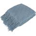 Acrylic Knitted Blanket with Fringe Throw Blue