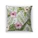 GREEN TROPICAL LEAVES AND PINK HIBISCUS Accent Pillow By Kavka Designs