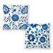 Morrocan Indigo Tile I and Morrocan Indigo Tile II - Set of 2 Decorative Pillows