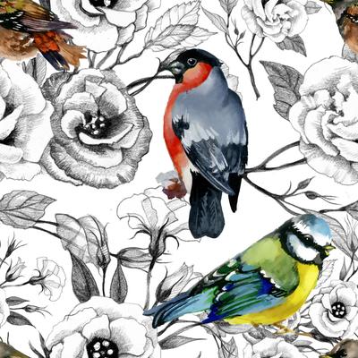 Floral Hummingbirds Vinyl-coated Removable Wallpaper - 24'' inch x 10'ft