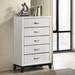 Roundhill Furniture Stout Contemporary 5-Drawer Metal Bar Pulls Wood Chest, White