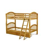 East West Furniture Verona Twin Bunk Bed in Oak Finish(Bed Trundle & Drawer Options Available)