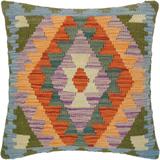 Boho Chic Chrystal Hand-Woven Turkish Kilim Pillow 18 in. x 18 in.