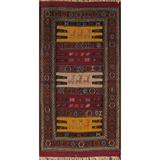 Tribal Sumak Kilim Persian Area Rug Wool Hand-Woven Kitchen Carpet - 3'3" x 5'9"