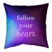 Quotes Multicolor Background Follow Your Heart Quote Pillow (w/Rmv Insert)-Spun Poly