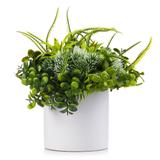 Enova Home Artificial Mixed Eucalyptus Grasses Fake Plants Arrangement in White Ceramic Vase for Home Office Decoration