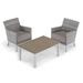 Oxford Garden Argento 3-piece Resin Wicker Club Chair & Travira Tekwood Vintage Coffee Table Set - Stone Cushions