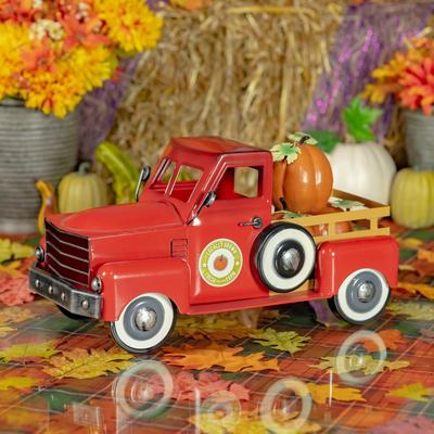 Small Pumpkin Truck in Red - 18" L x 8.6" W x 10" H